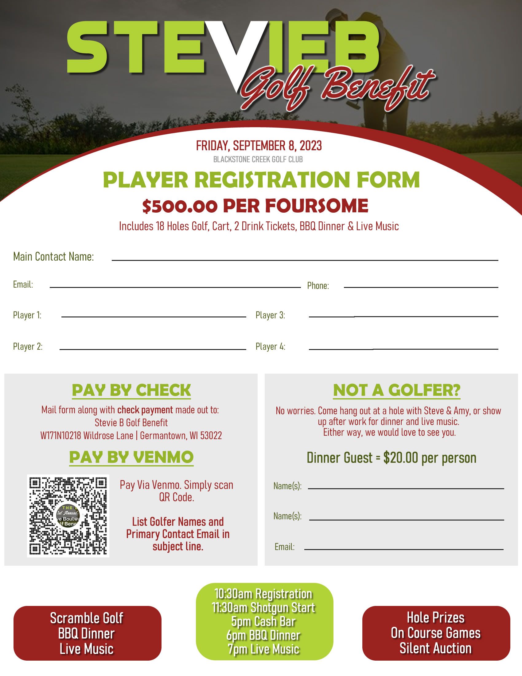 2023 Registration Stevie B Golf Benefit Steve Boulware Benefit